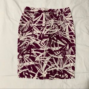 NWOT! LOFT White & Magenta/Purple Pencil Skirt